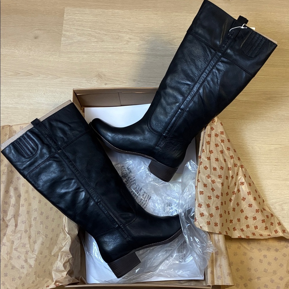 NEW Lucky Brand Norway Extra Wide Calf LK-Hybiscusx Black 12M XC Boots